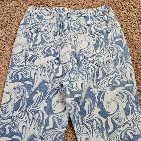 Adika Jeans Womens 30x28 Blue High Rise Straight Cotton Denim Swirl Print - Picture 4 of 9